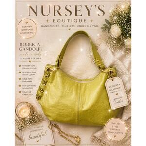 Roberta Gandolfi Lime Green Leather Hobo Bag Gold Chain Italy